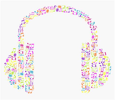 Drawing Headphones Music Note Clipart Transparent Background Colorful