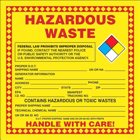 Hazardous Waste NFPA Diamond Safety Labels MHZW19