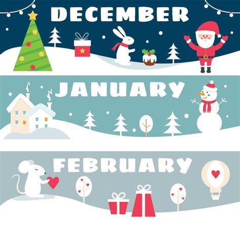 Winter Months Flashcards Set Alternative December Card Is Etsy