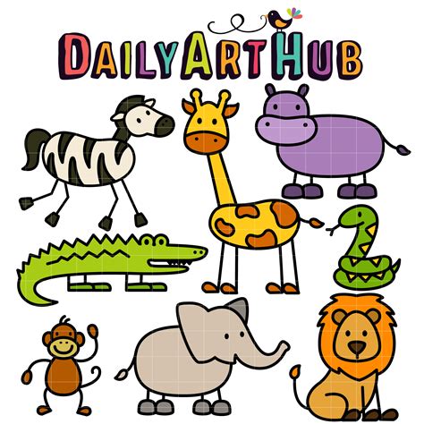 Stick Safari Animals Clip Art Set Daily Art Hub Free