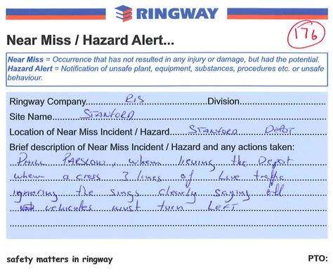 Ringway Update: Reporting of near misses.