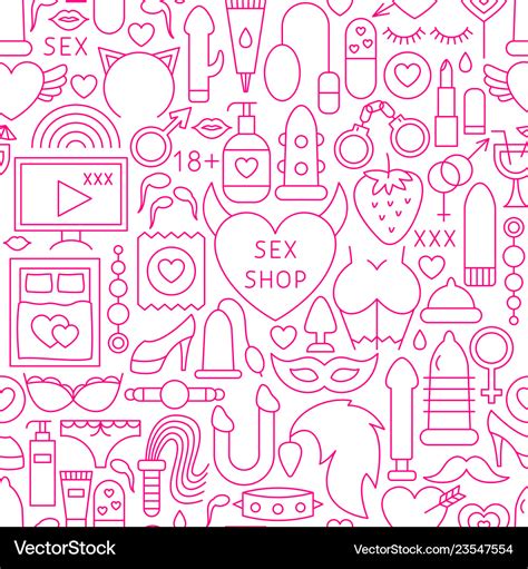 Sex Shop Line Seamless Pattern Royalty Free Vector Image