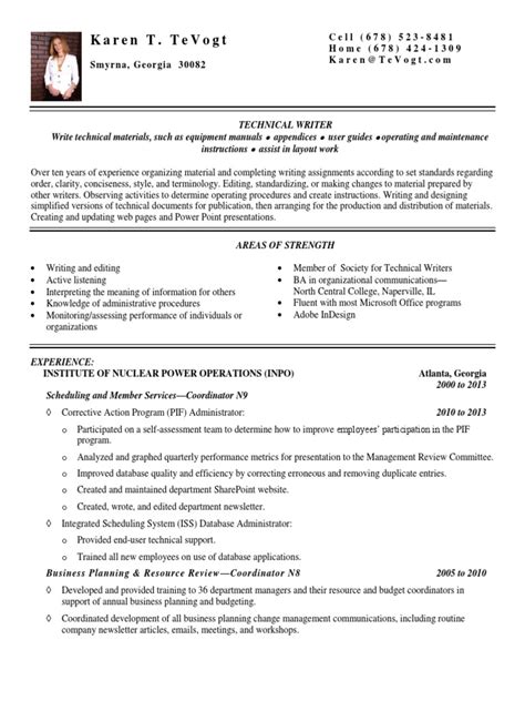 How to write technical writer resume. Entry-Level Technical Writer in Atlanta GA Resume Karen ...