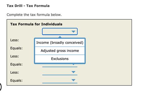 Solved Tax Drill Tax Formula Complete The Tax Formula