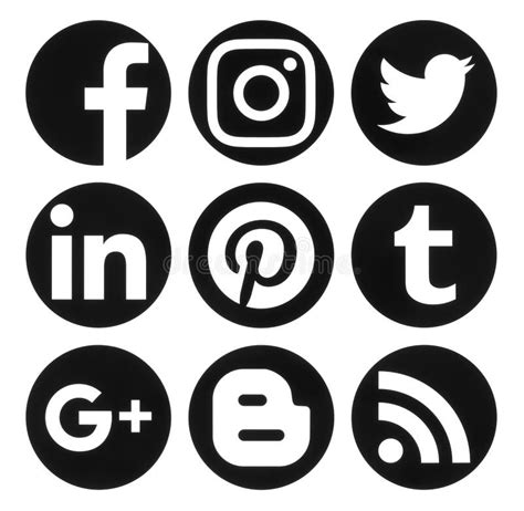Social Media Icons Black Circle Stock Illustrations 3919 Social