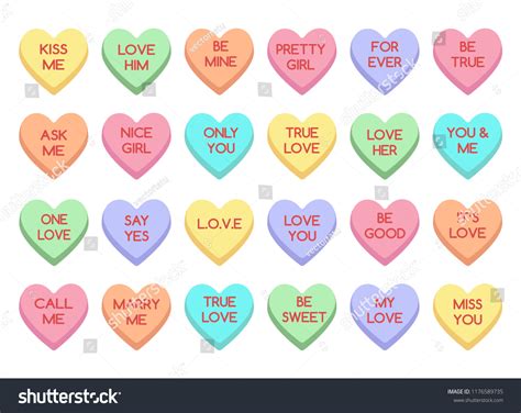 Sweet Heart Candy Sweetheart Candies Isolated Stock Vector Royalty