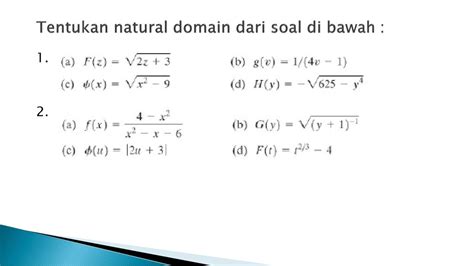 Contoh Soal Domain Fungsi Tentukan Domain Dan Range Fungsi Brainly Co