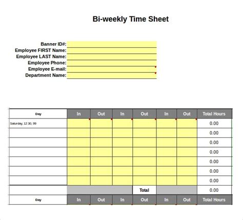 Timesheet Template Excel Biweekly Hq Printable Documents