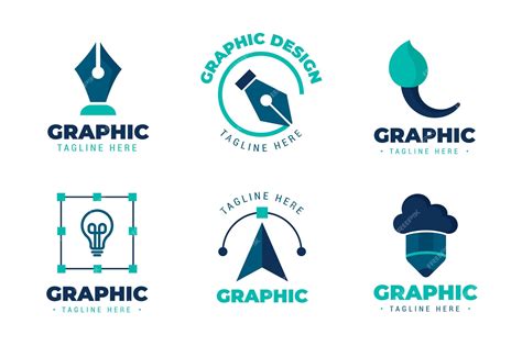 Premium Vector Flat Graphic Designer Logo Set