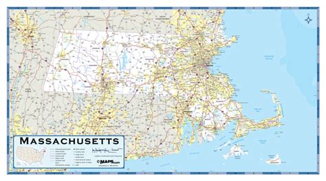 Massachusetts Highway Wall Map