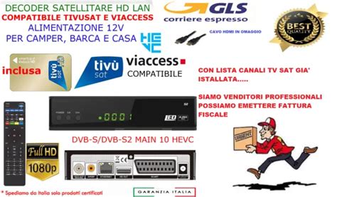 DECODER SATELLITARE RICEVITORE Tivusat Hd Con Tessera Scheda Card Tvsat