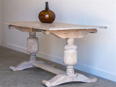 Antique English Jacobean Style Oak Table Limed Finish Circa 1875 For