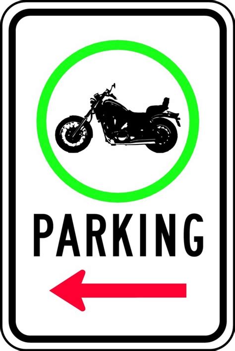 Motorcycle Graphic Parking Left Arrow Traffic Sign Frr783