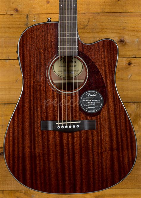 Fender Cd 140sce All Mahogany Acoustic Guitar With Case Peach Guitars