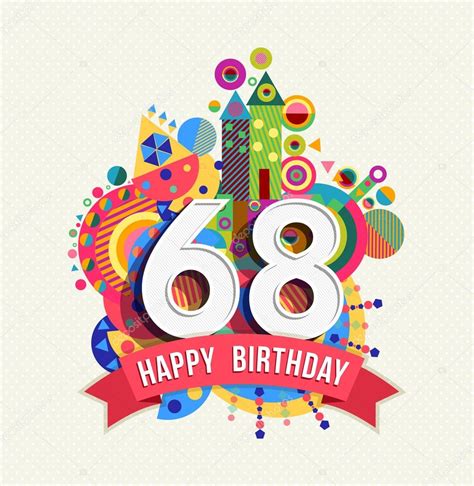 Feliz Cumpleaños 68 Año Tarjeta De Felicitación Cartel Color 2024