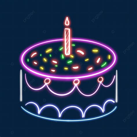 Birthday Cake Neon Hd Transparent Neon Colorful Birthday Cake Neon