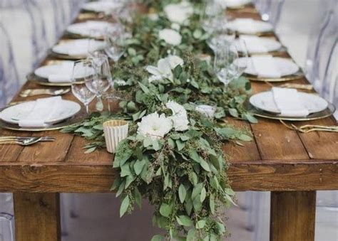 Seeded Eucalyptus And White Flowers Wedding Garland Centerpiece Roses