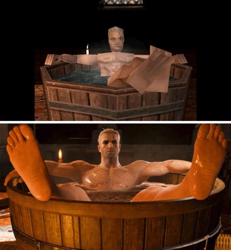 The Witcher 3 Have You Ever Wondered What Geralts Bath Scene Would Look Like On A Ps1 The