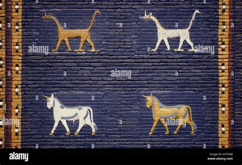 Detail Showing Animals On The Replica Of The Ishtar Gate In Babylon