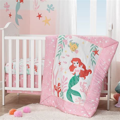 Disney the little mermaid pink aqua and coral ariel cute by nature 3 piece nursery crib bedding set comforter crib sheet dust ruffle walmart com walmart com. Ariel's Grotto Crib Bedding Set by Lambs & Ivy - The ...