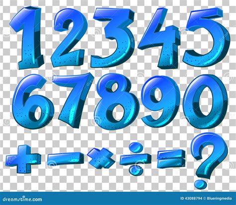 Números Y Símbolos De La Matemáticas En Color Azul Ilustración Del