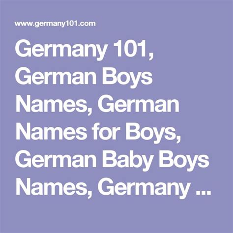 Germany 101 German Boys Names German Names For Boys German Baby Boys