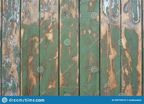 Old Weathered Wood Background With Green Paint Patina Texture Stock