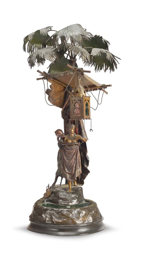 An Austrian Cold Painted Bronze Figural Lampcast From A Model By Franz