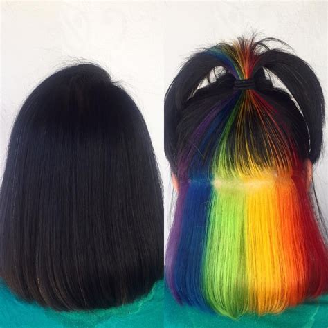 Incredible Rainbow Under Dye Bob Hidden Rainbow Hair Rainbow Hair