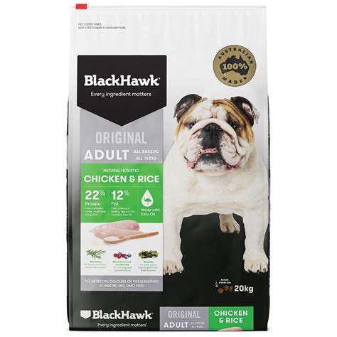 Black Hawk Adult Chicken And Rice Dry Dog Food 20kg Petstock