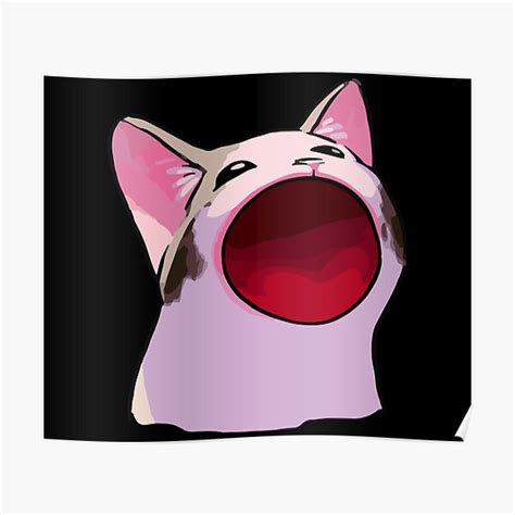 Pop Cat Meme Cursed Cat Images Poster For Sale By Printify Redbubble