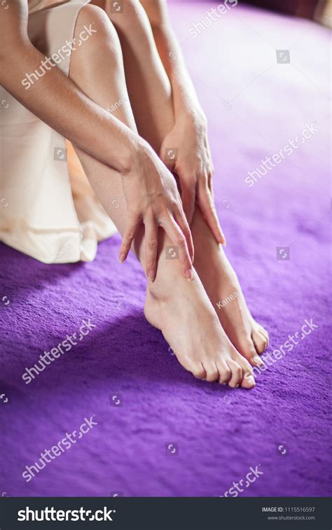 Beautiful Young Womans Hand Feet Close Stock Photo 1115516597