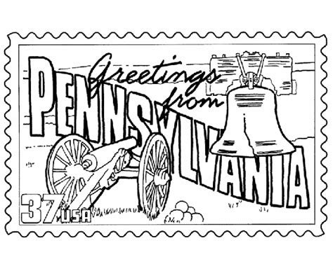 Usa Printables Pennsylvania State Stamp Us States Coloring Pages