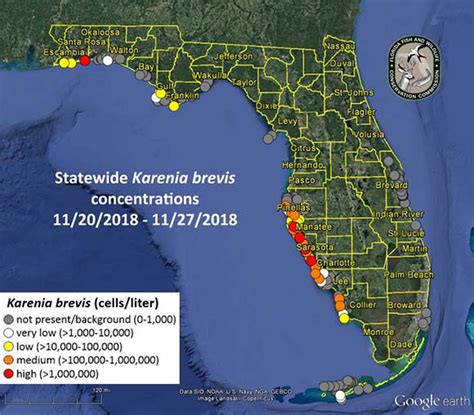 Current Red Tide Map Florida Wells Printable Map