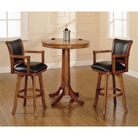 Constructed from hardwood, this traditional pub table set includes a durable round table with a wood veneer top,. Hillsdale Park View 3 Piece Pub Table Set & Reviews | Wayfair