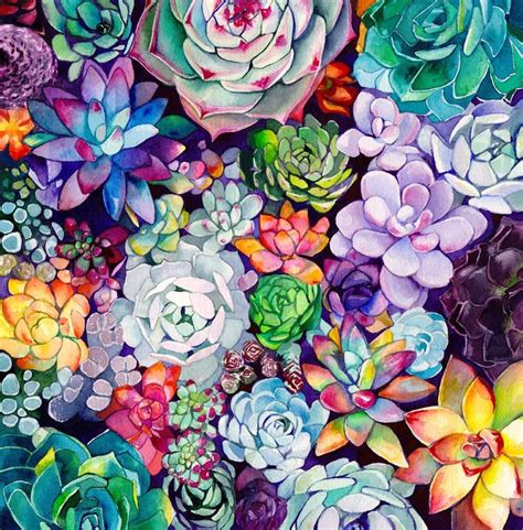 Succulent Garden Watercolor Art Print Take 40 Off With Code