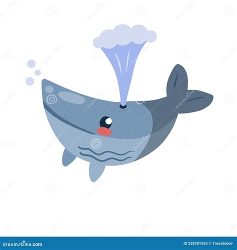 Cute Funny Whale With Water Fountain Marine Animal Funny Blue Sperm