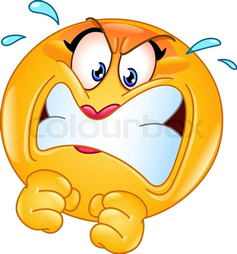 Female Emoticon Furious And Angry Stock Vector Colourbox