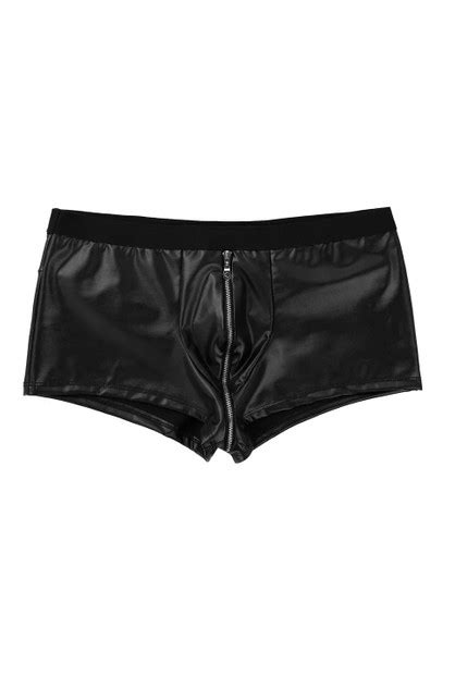 Mens Sexy Open Crotch Leather Short Pants For Sex Zipper Crotchless