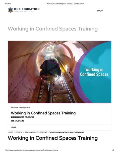 Working In Confined Spaces Training One Education Pdf