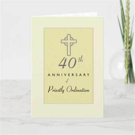 40th Anniversary Of Priest With Embossed Cross Re Card Uk