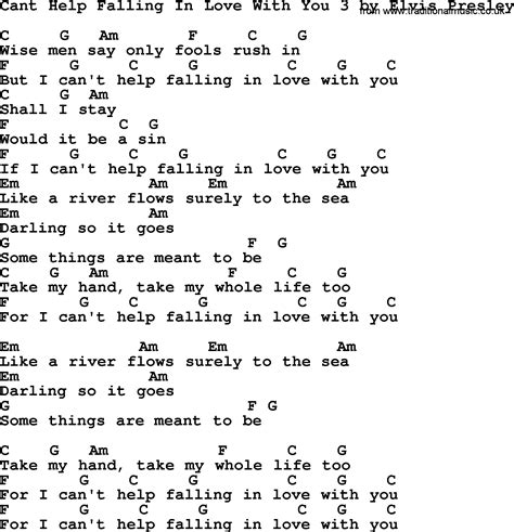 Cant Help Falling In Love With You 3 By Elvis Presley Lyrics And Chords