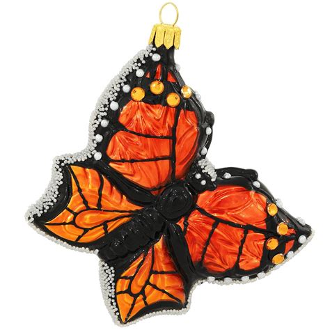 Monarch Butterfly Orange And Black Glass Ornament