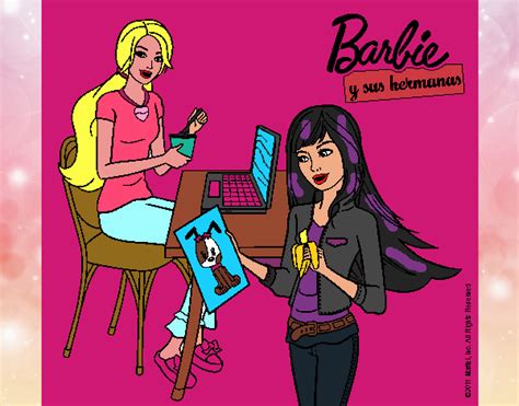 Dibujo De Dibujo De Danna Y Hoy Les Presento A Barbie Y Su Hermana Merendando Pintado Por En