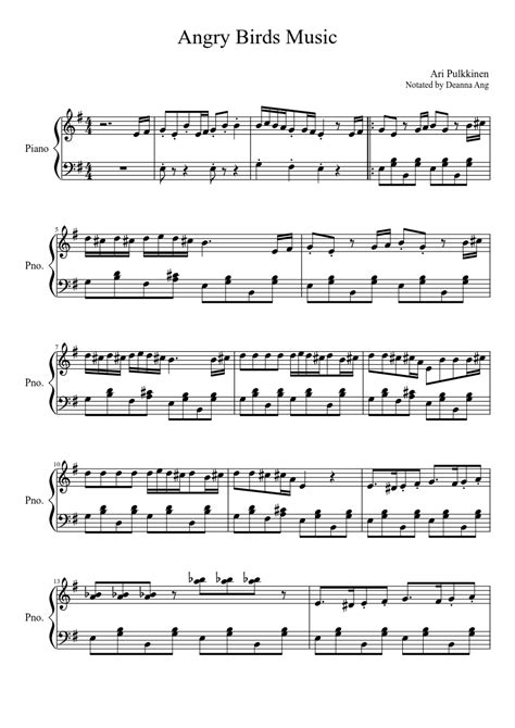Angry Birds Theme Song Sheet Music For Piano Download Free In Pdf Or Midi
