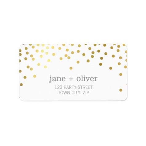Festive Label Modern Confetti Spot Gold Foil Gray Zazzle Christmas