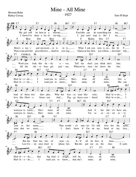 Mine All Mine Sheet Music For Piano Solo Easy