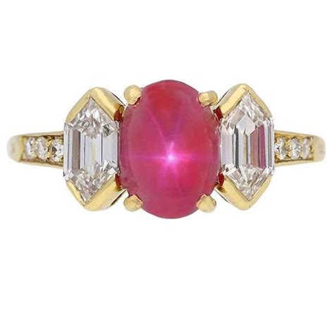 Tiffany And Co Star Ruby Diamond Gold Ring For Sale At 1stdibs