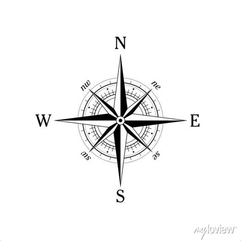 Vector Compass Rose With North South East And West Indicated