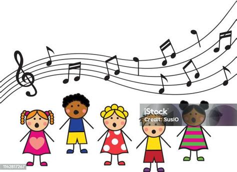 Kartun Anakanak Bernyanyi Ilustrasi Stok Unduh Gambar Sekarang Anak